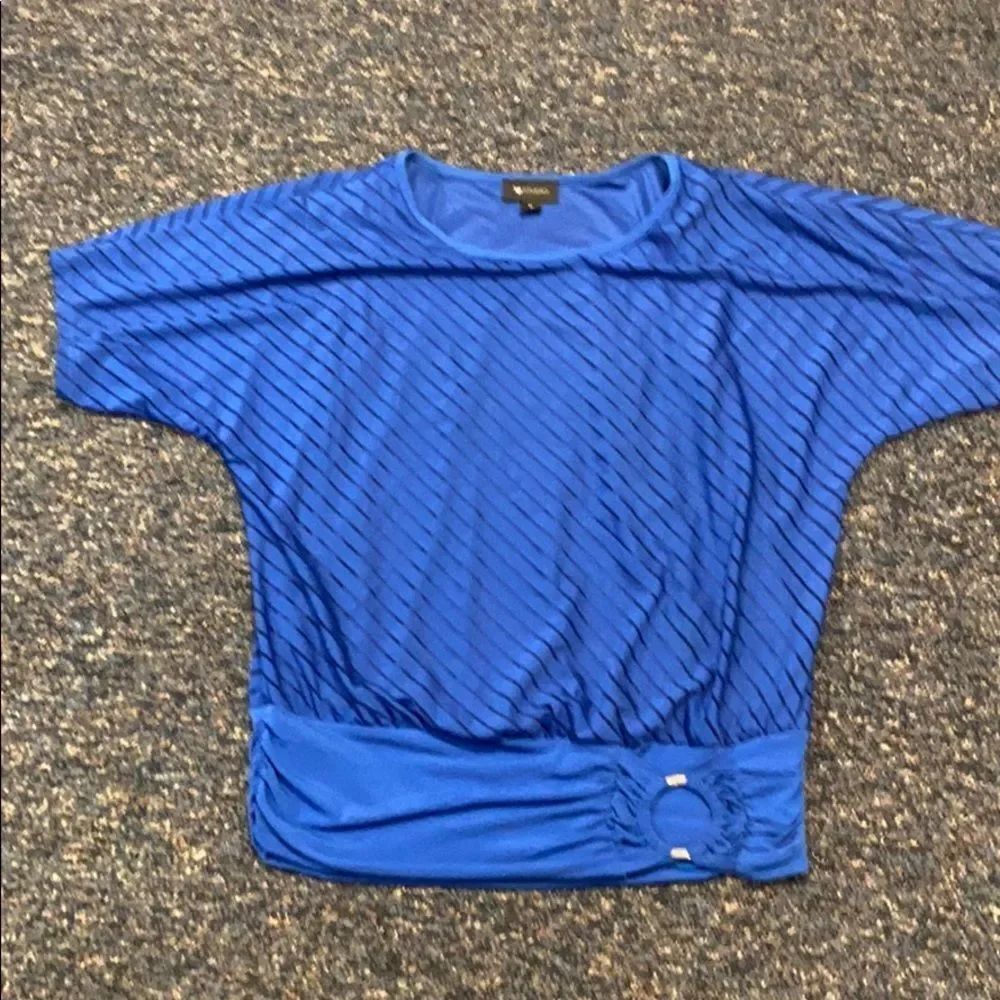 AB Studio Blue Stripped Top sz. M EUC